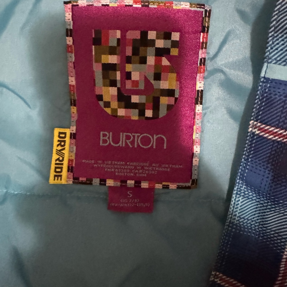 Burton Blue Jacket with Pink Plaid Details